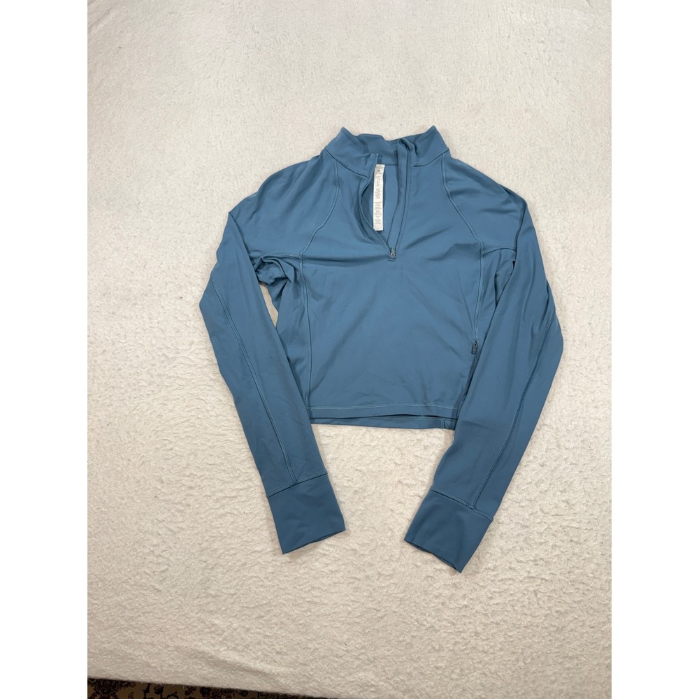 CRZ YOGA Womens Half Zip Cropped Pullover Workout Top Blue Size M 8-10